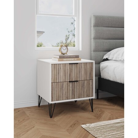 Manhattan Comfort DUMBO 2.0 Nightstand in White and Rustic Grey NS002-WG